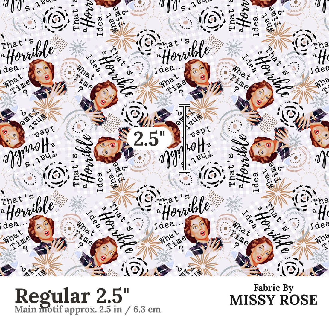 Design 890 Funny Retro Fabric Regular 2.5" - print scale | Fabric by Missy Rose