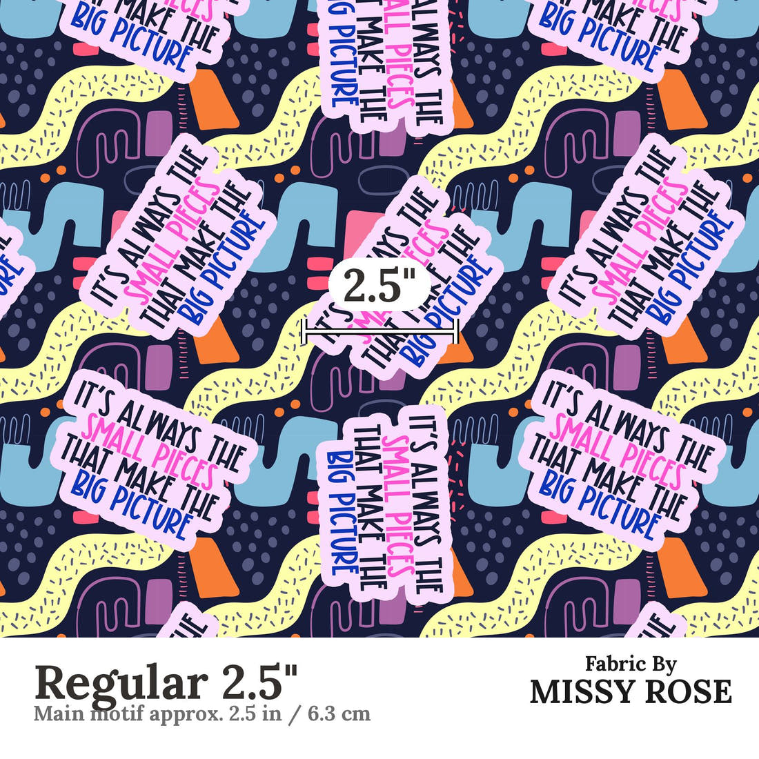 Design 892 Puzzle Fabric Regular 2.5" - print scale | Fabric by Missy Rose