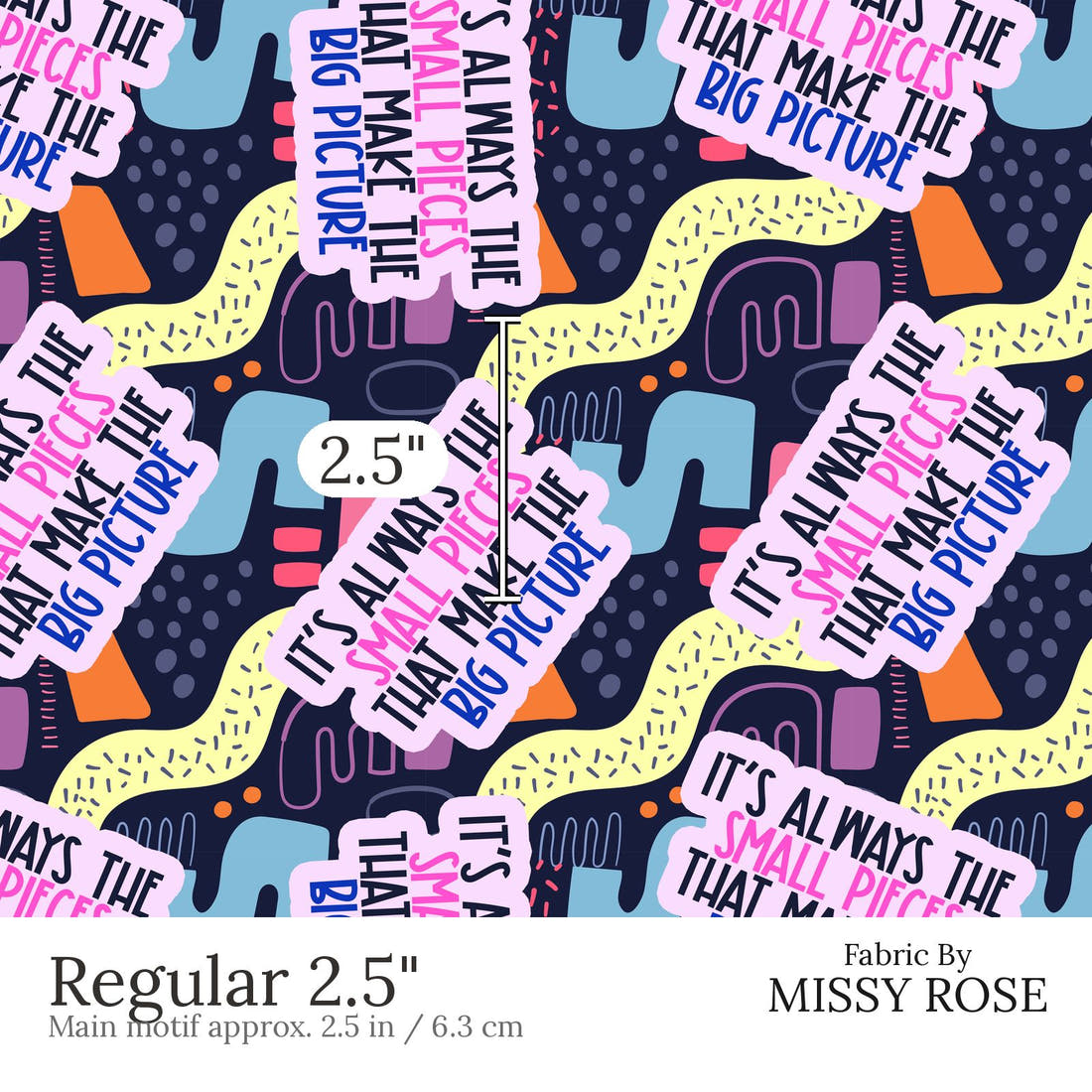 Design 892 Puzzle Fabric Regular 2.5 inch print scale guide | Fabric by Missy Rose