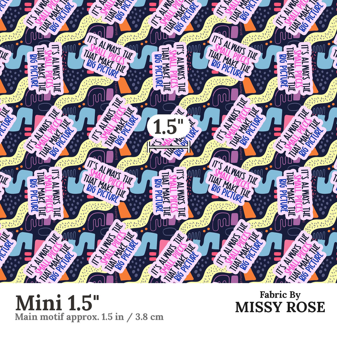 Design 892 Puzzle Fabric Mini 1.5" - print scale | Fabric by Missy Rose