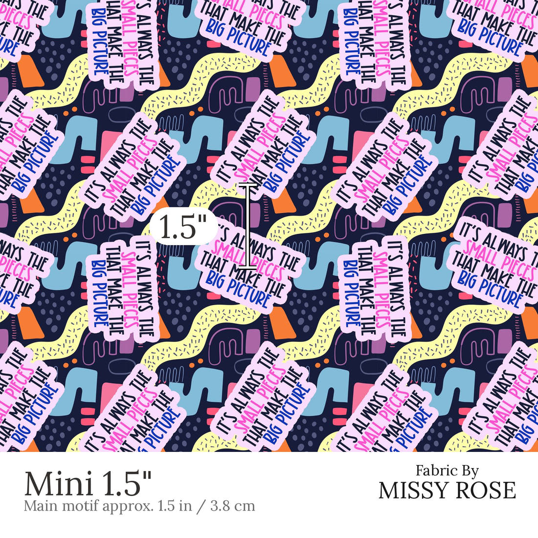 Design 892 Puzzle Fabric Mini 1.5 inch print scale guide | Fabric by Missy Rose