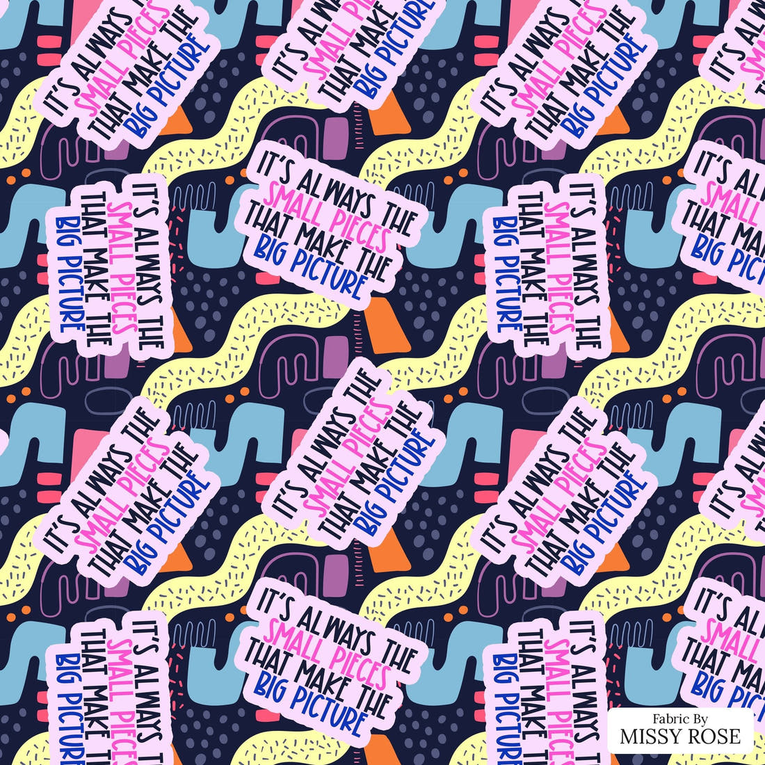 Design 892 Puzzle Fabric - flat view of the print, zoom in for detail | Fabric by Missy Rose