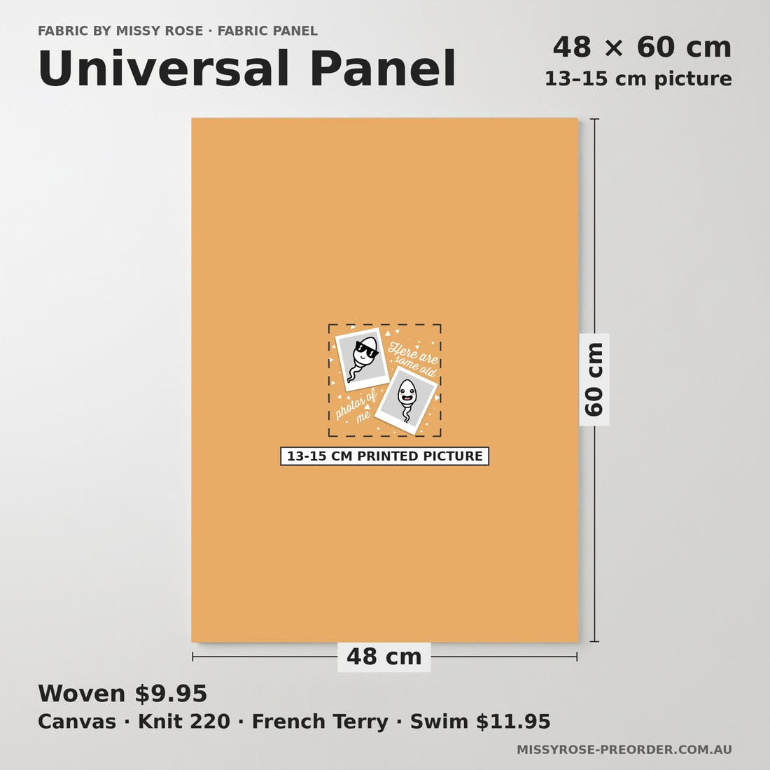 Design 893 Sperm Panel universal panel sizing – 13–15 cm printed picture on 48 × 60 cm fabric | Fabric by Missy Rose