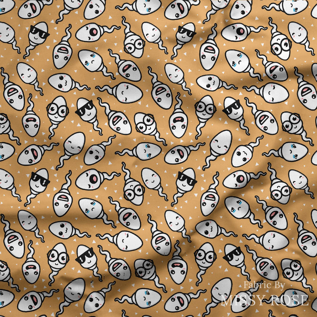 Design 893 Sperm Fabric draped fabric mockup – custom printed fabric by the metre | Fabric by Missy Rose