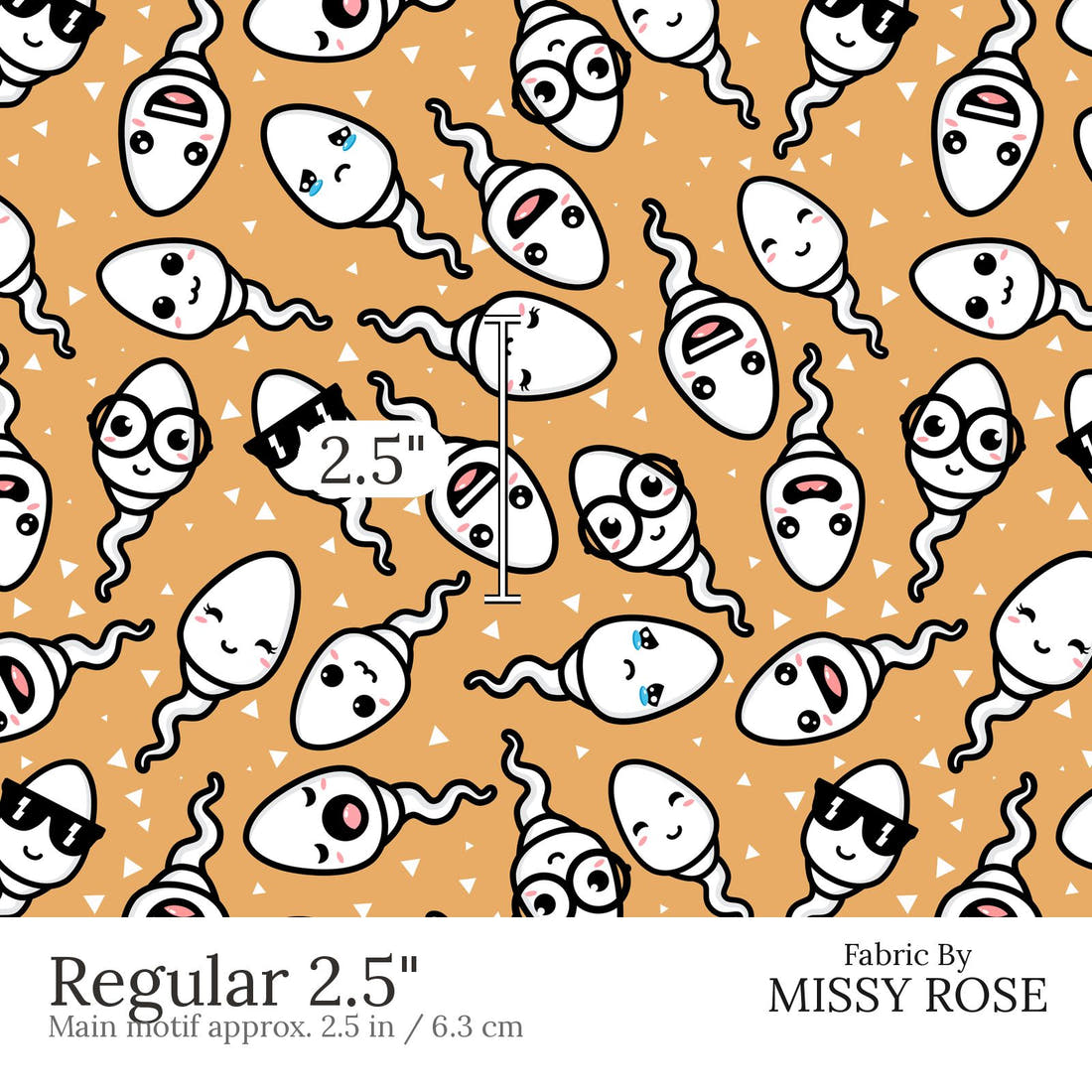 Design 893 Sperm Fabric Regular 2.5 inch print scale guide | Fabric by Missy Rose