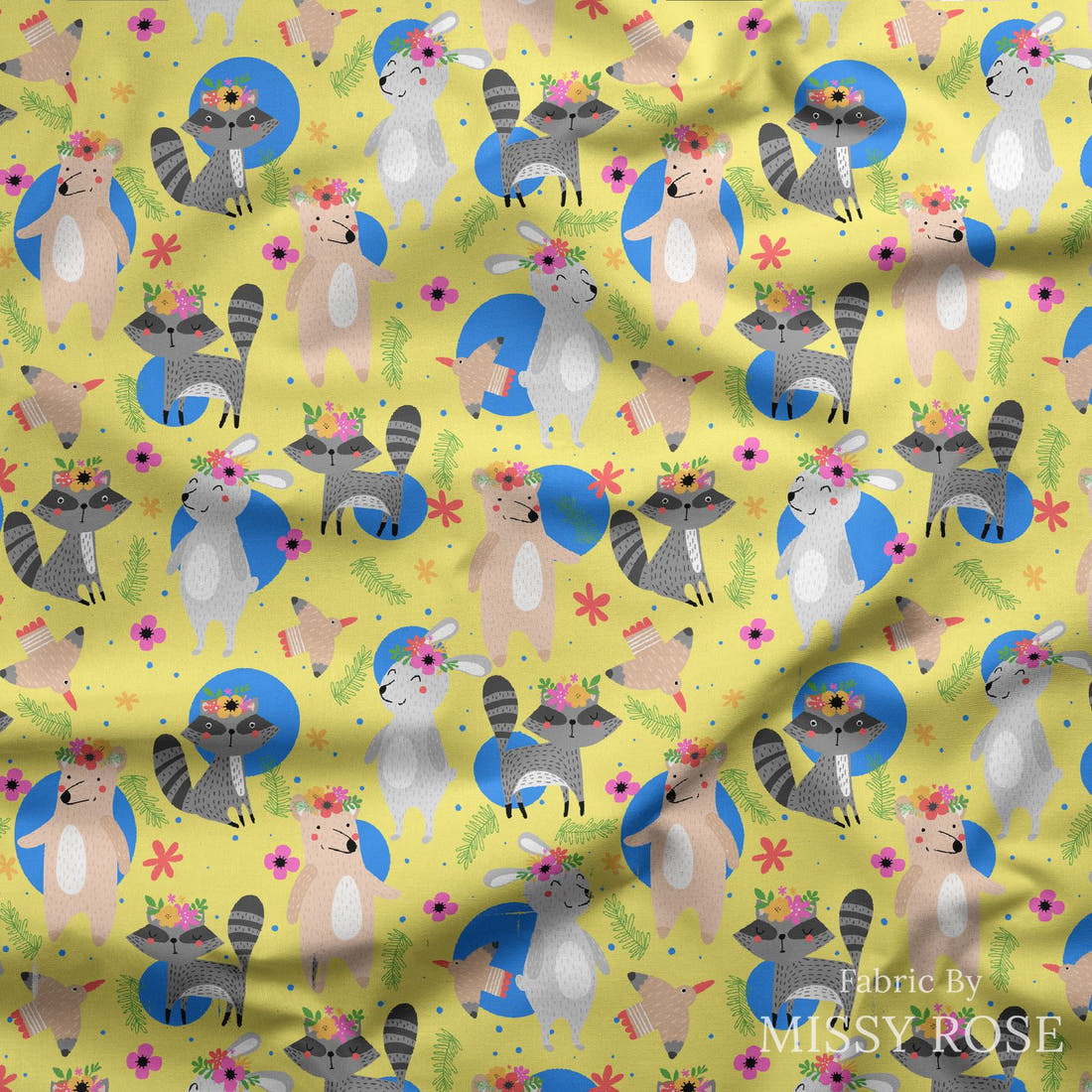 Design 894 Woodlands Fabric draped fabric mockup – custom printed fabric by the metre | Fabric by Missy Rose