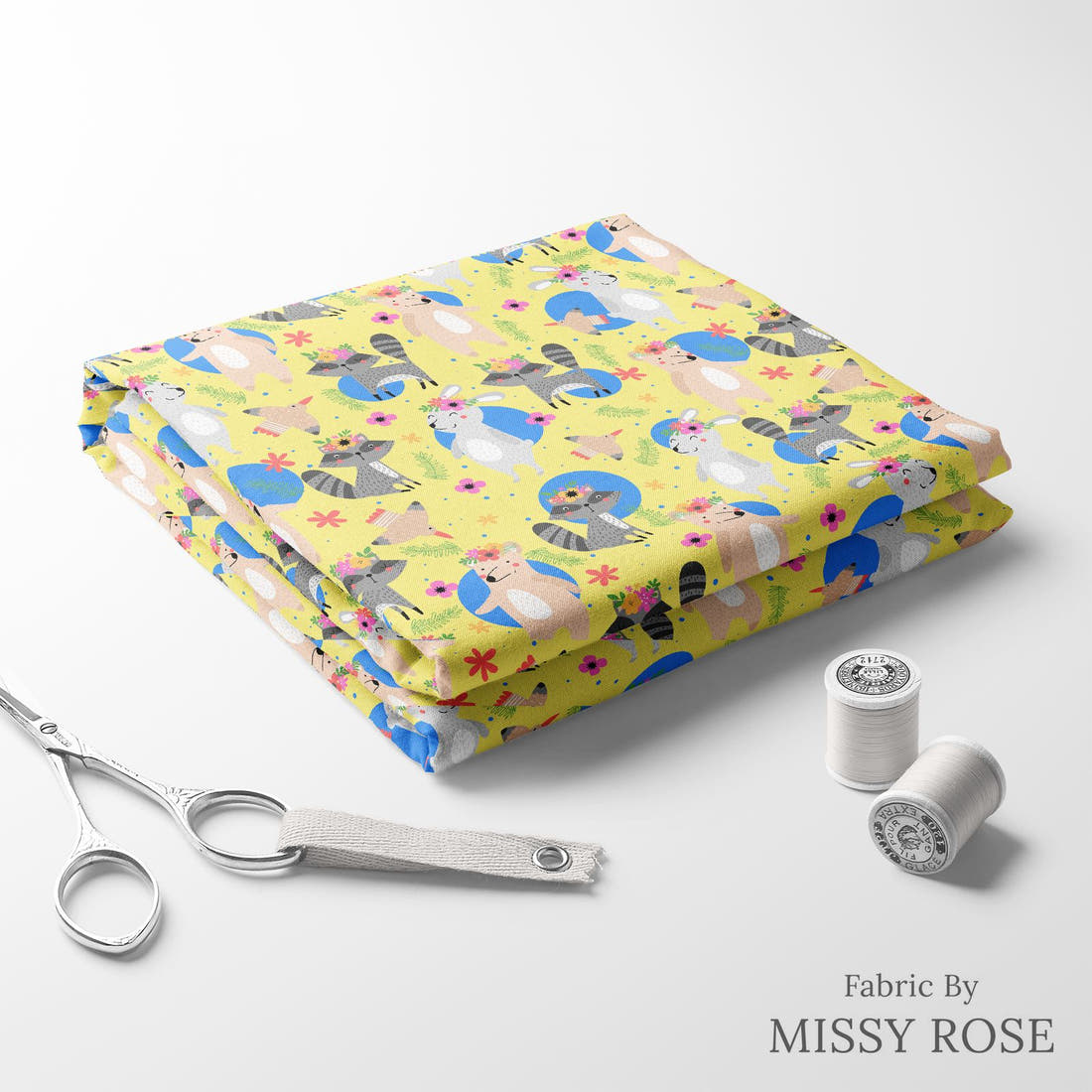 Design 894 Woodlands Fabric folded fabric stack with matching thread – pre-order fabric Australia | Fabric by Missy Rose
