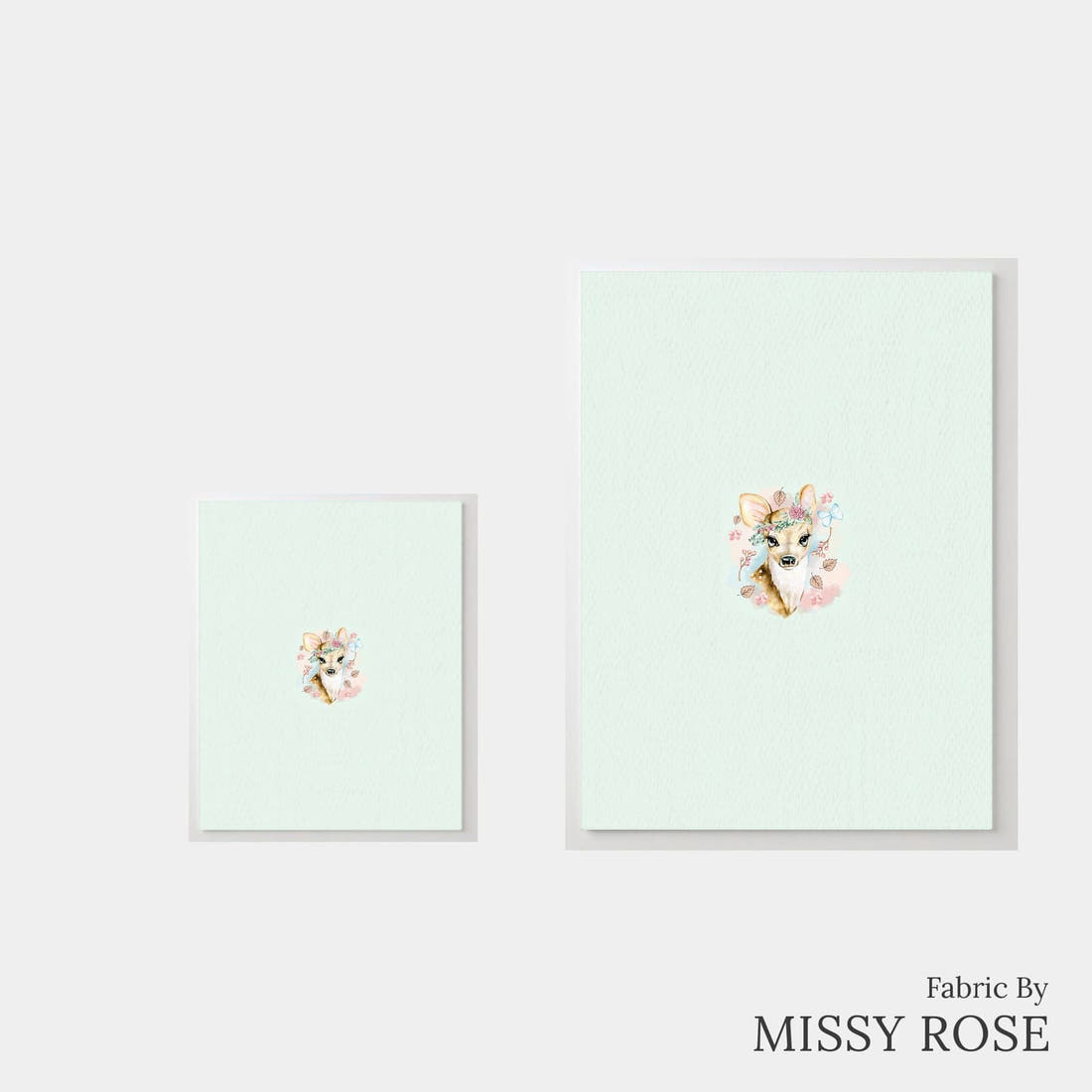 Design 896 Blue Deer Panel – universal and adult panel sizes side by side | Fabric by Missy Rose