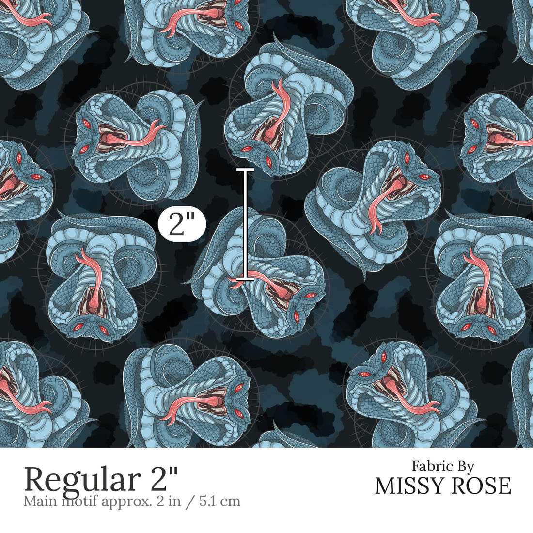 Design 897 Cobra Fabric Regular 2 inch print scale guide | Fabric by Missy Rose