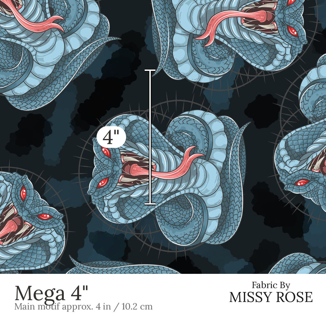Design 897 Cobra Fabric Mega 4 inch print scale guide | Fabric by Missy Rose