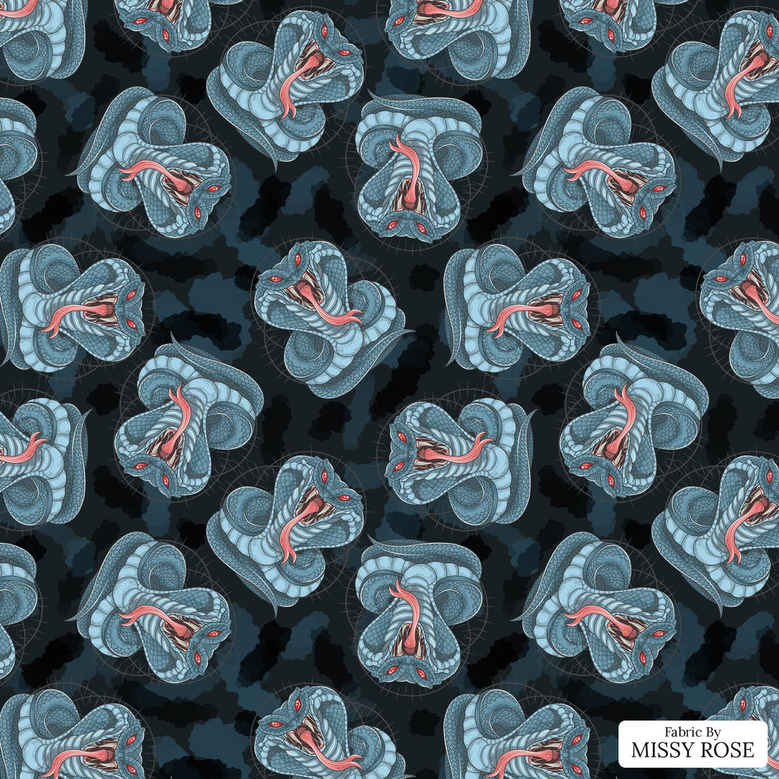 Design 897 Cobra Fabric - flat view of the print, zoom in for detail | Fabric by Missy Rose
