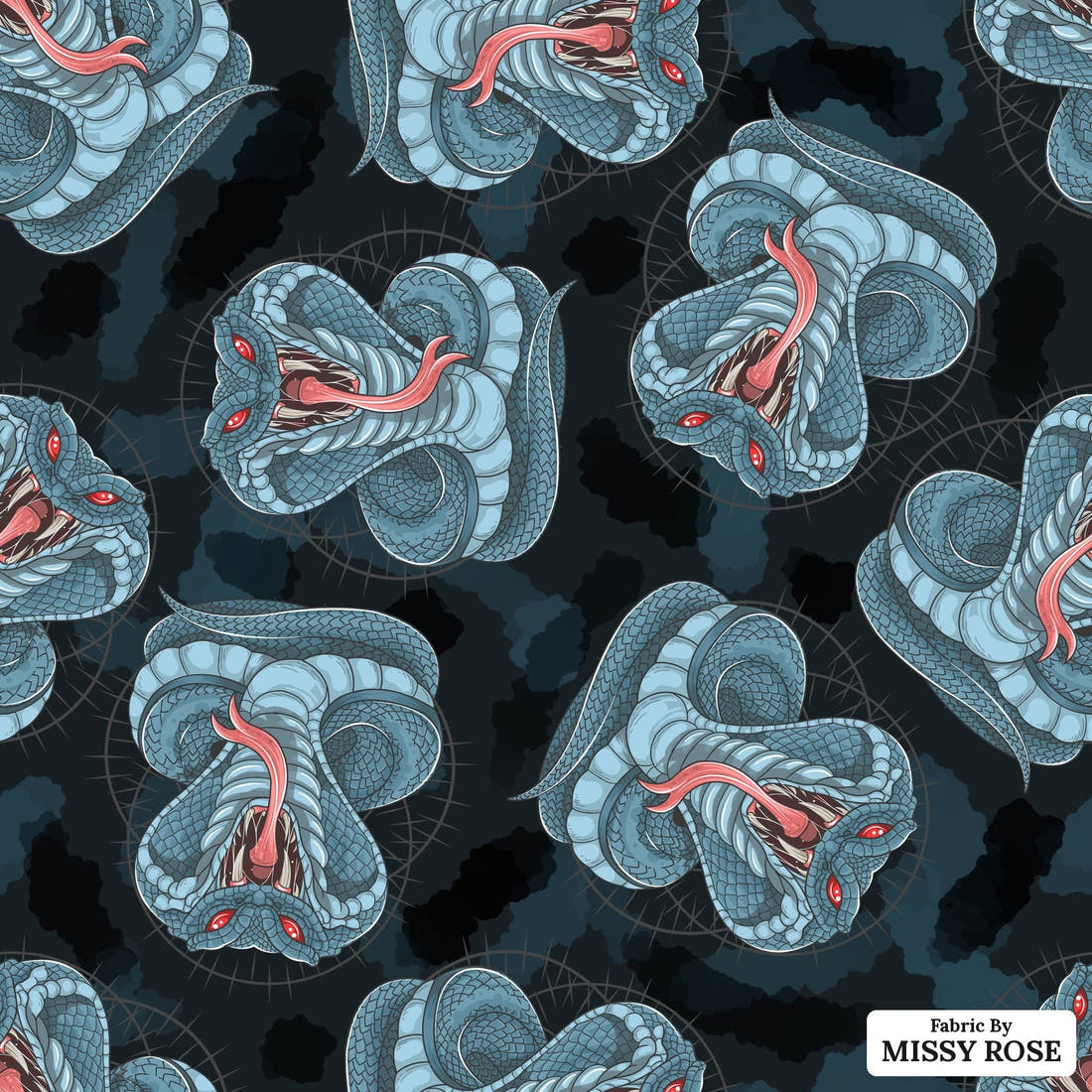Design 897 Cobra Fabric - flat view of the print, zoom in for detail | Fabric by Missy Rose