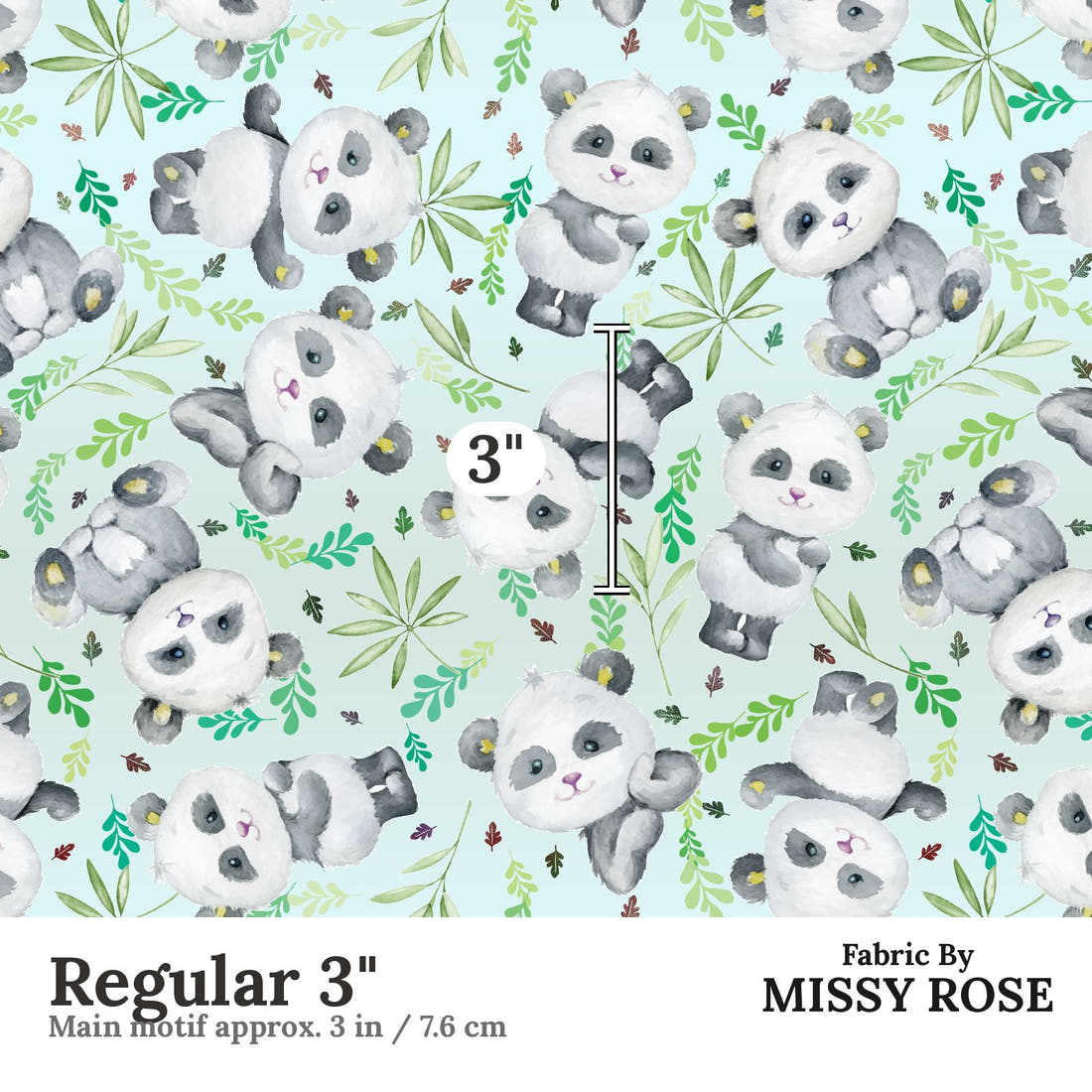 Design 898 Panda Fabric Regular 3" - print scale | Fabric by Missy Rose