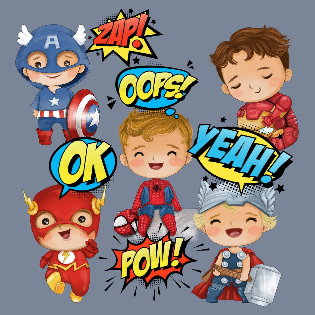 Design 899 Superhero Panel – full artwork close-up of the printed picture | Fabric by Missy Rose