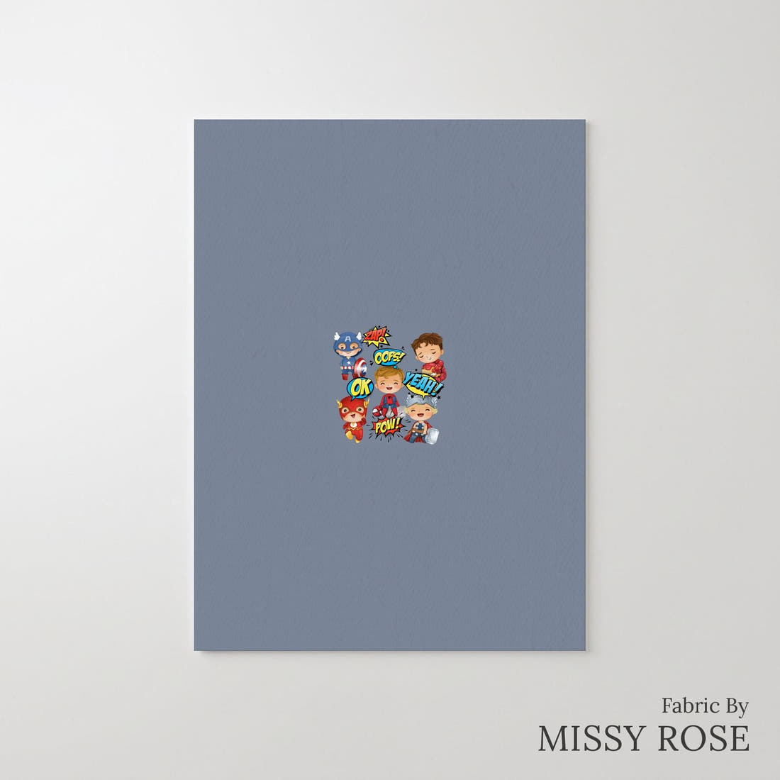 Design 899 Superhero Panel – printed fabric panel with centred picture, custom printed to order | Fabric by Missy Rose