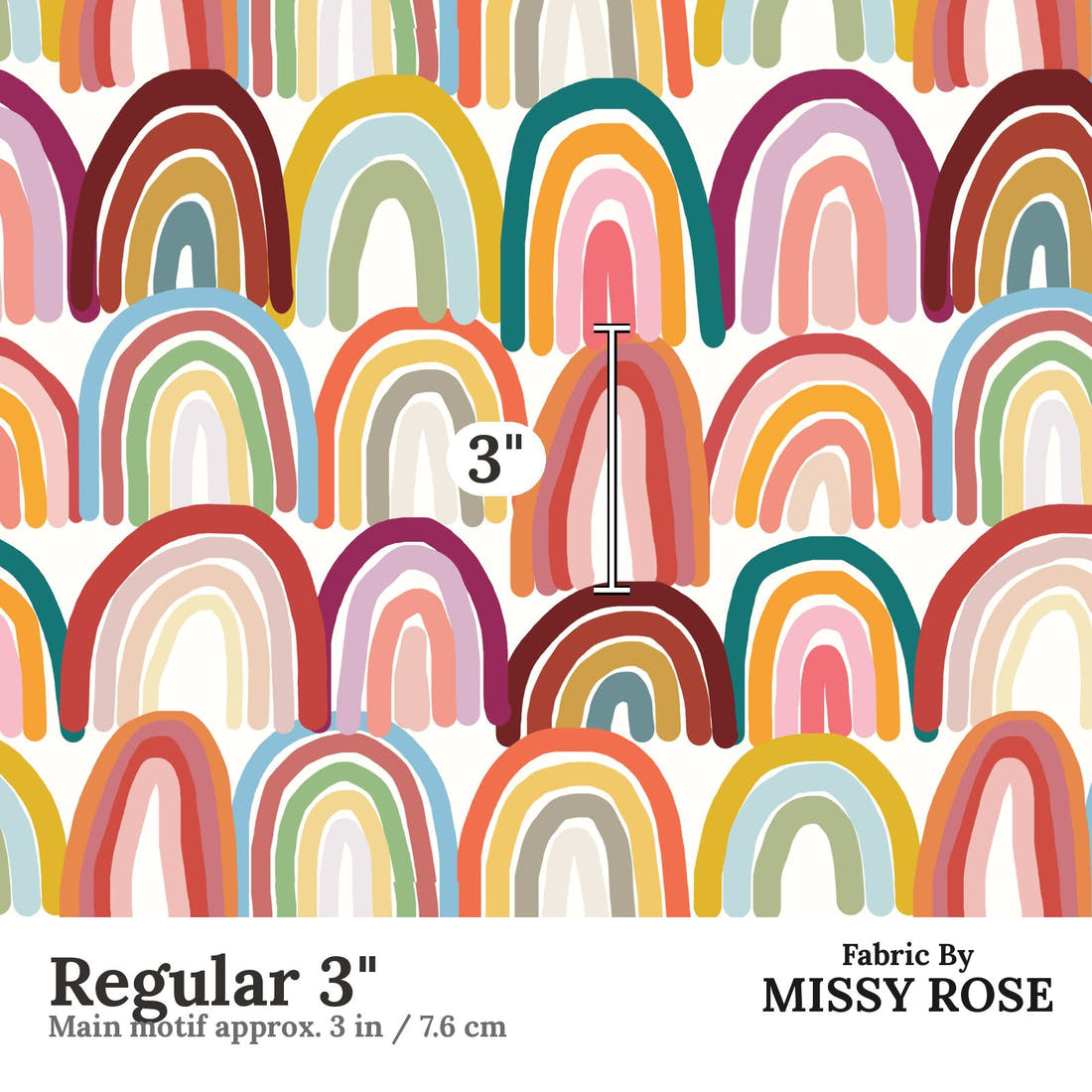 Design 9 Rainbow Fabric Regular 3" - print scale | Fabric by Missy Rose