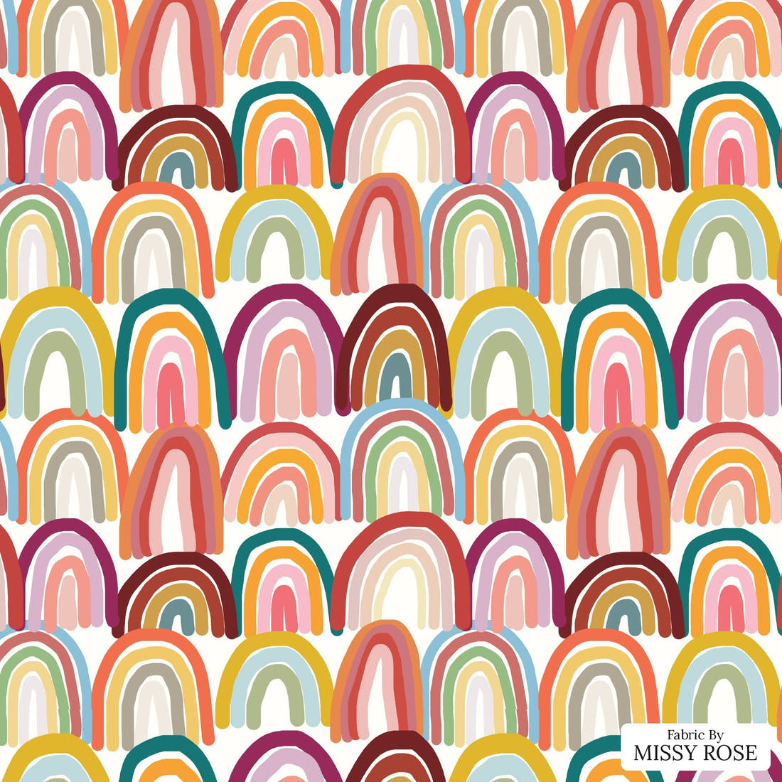 Design 9 Rainbow Fabric - flat view of the print, zoom in for detail | Fabric by Missy Rose