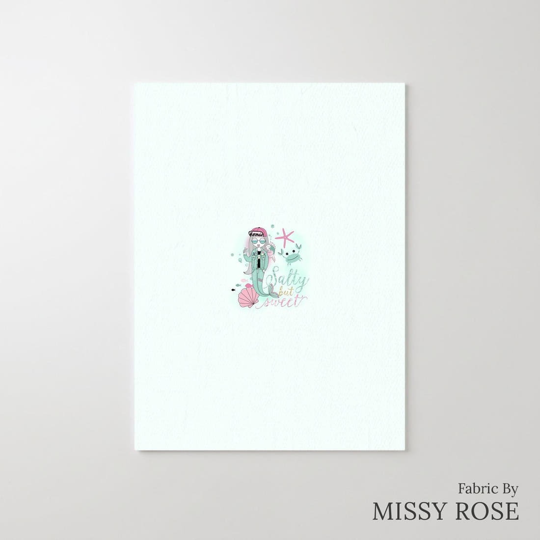 Design 901 Salty Mermaid Panel – printed fabric panel with centred picture, custom printed to order | Fabric by Missy Rose