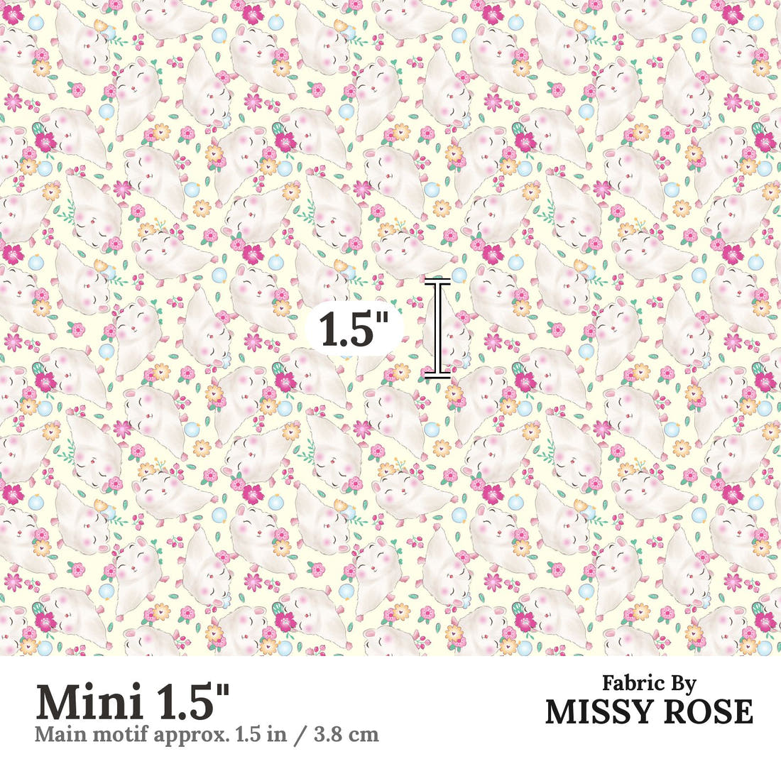 Design 902 Floral Hedgehog Fabric Mini 1.5 inch print scale guide | Fabric by Missy Rose