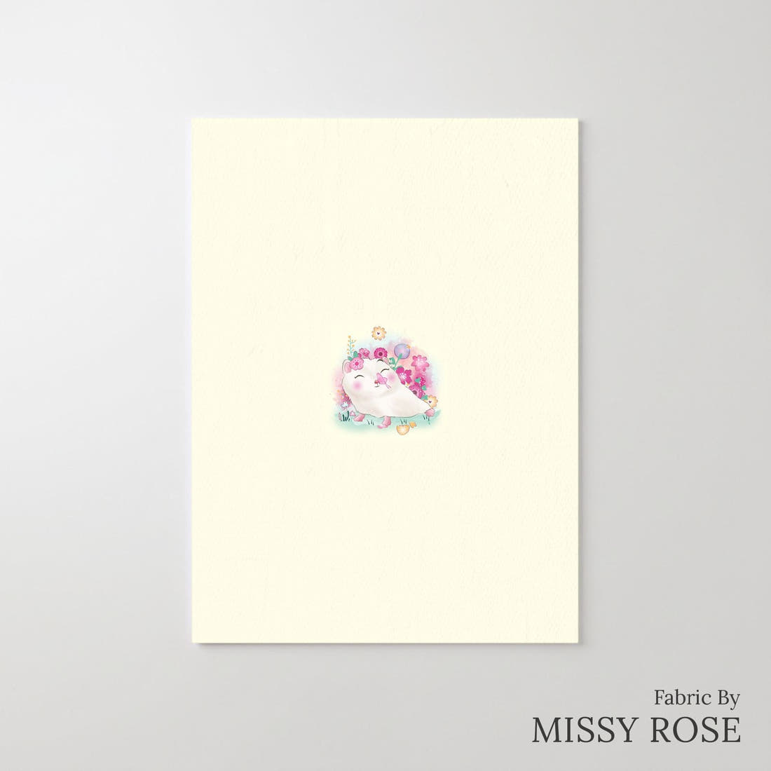Design 902 Floral Hedgehog Panel – printed fabric panel with centred picture, custom printed to order | Fabric by Missy Rose