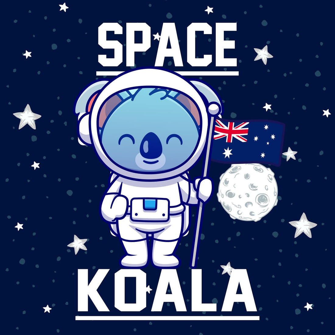 Design 903 Space Koala Panel – full artwork close-up of the printed picture | Fabric by Missy Rose