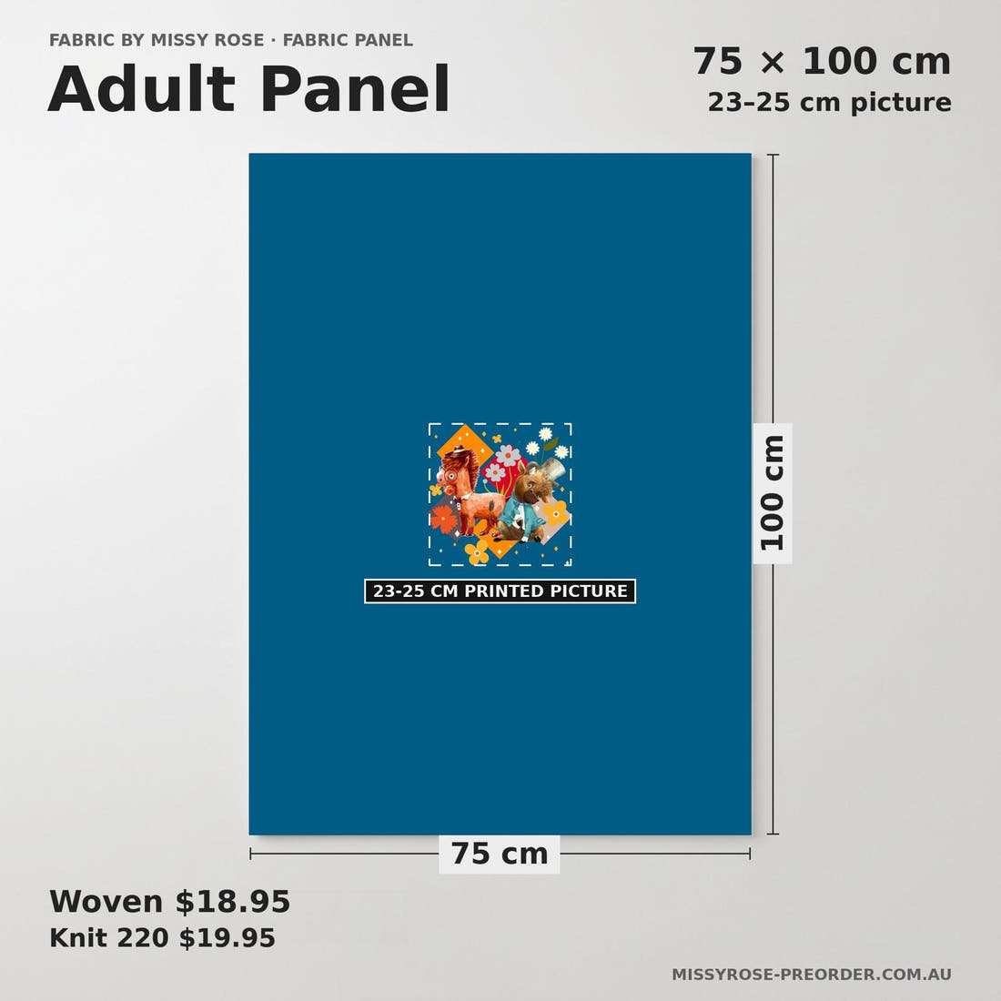 Design 904 Quirky Farm Animals Panel adult panel sizing – 23–25 cm printed picture on 75 × 100 cm fabric | Fabric by Missy Rose