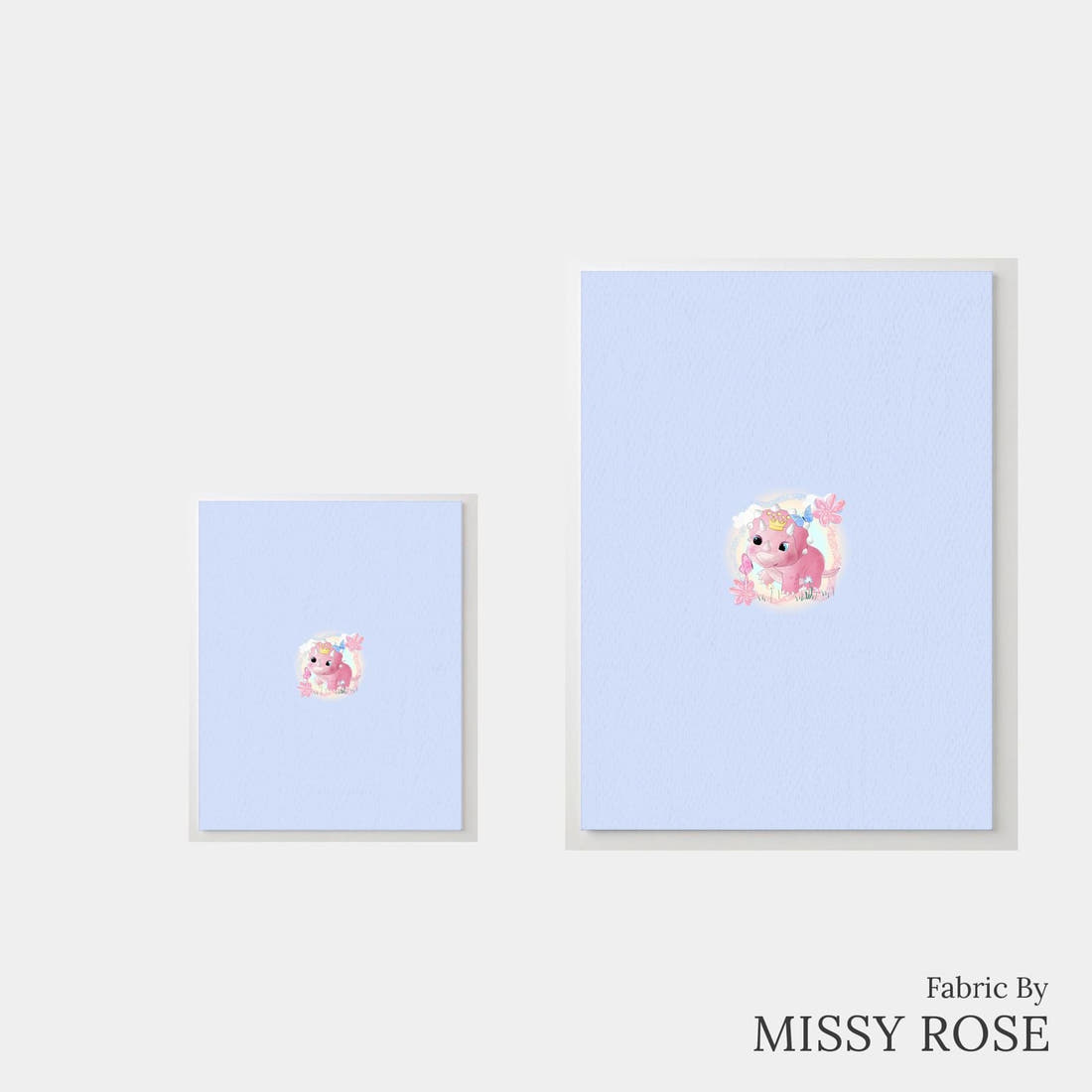 Design 905 Cute Dino Panel – universal and adult panel sizes side by side | Fabric by Missy Rose