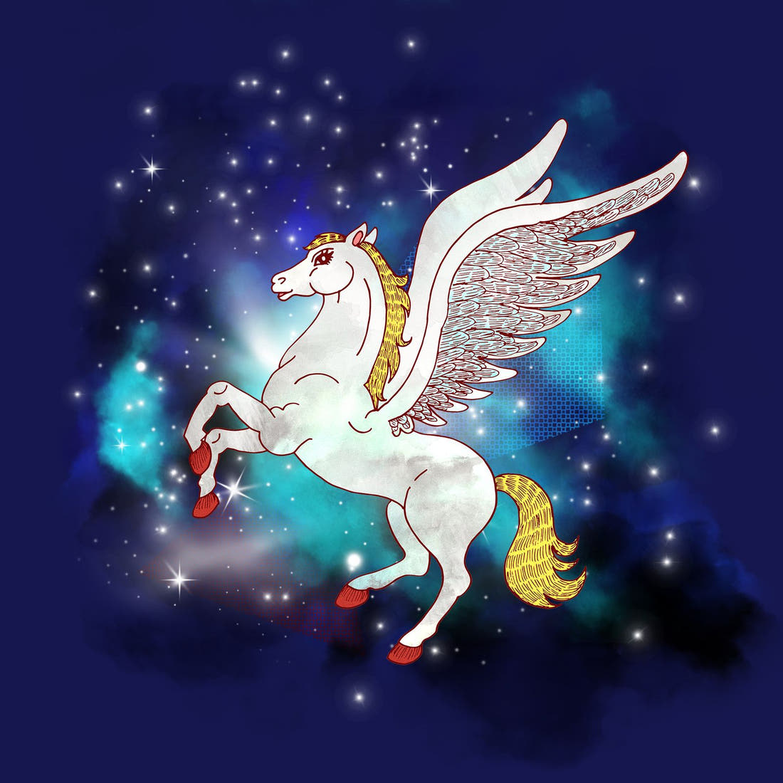 Design 906 Pegasus Panel – full artwork close-up of the printed picture | Fabric by Missy Rose