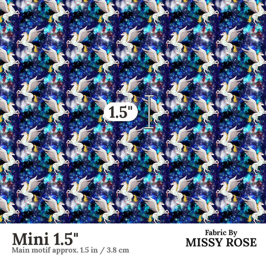 Design 906 Pegasus Fabric Mini 1.5 inch print scale guide | Fabric by Missy Rose
