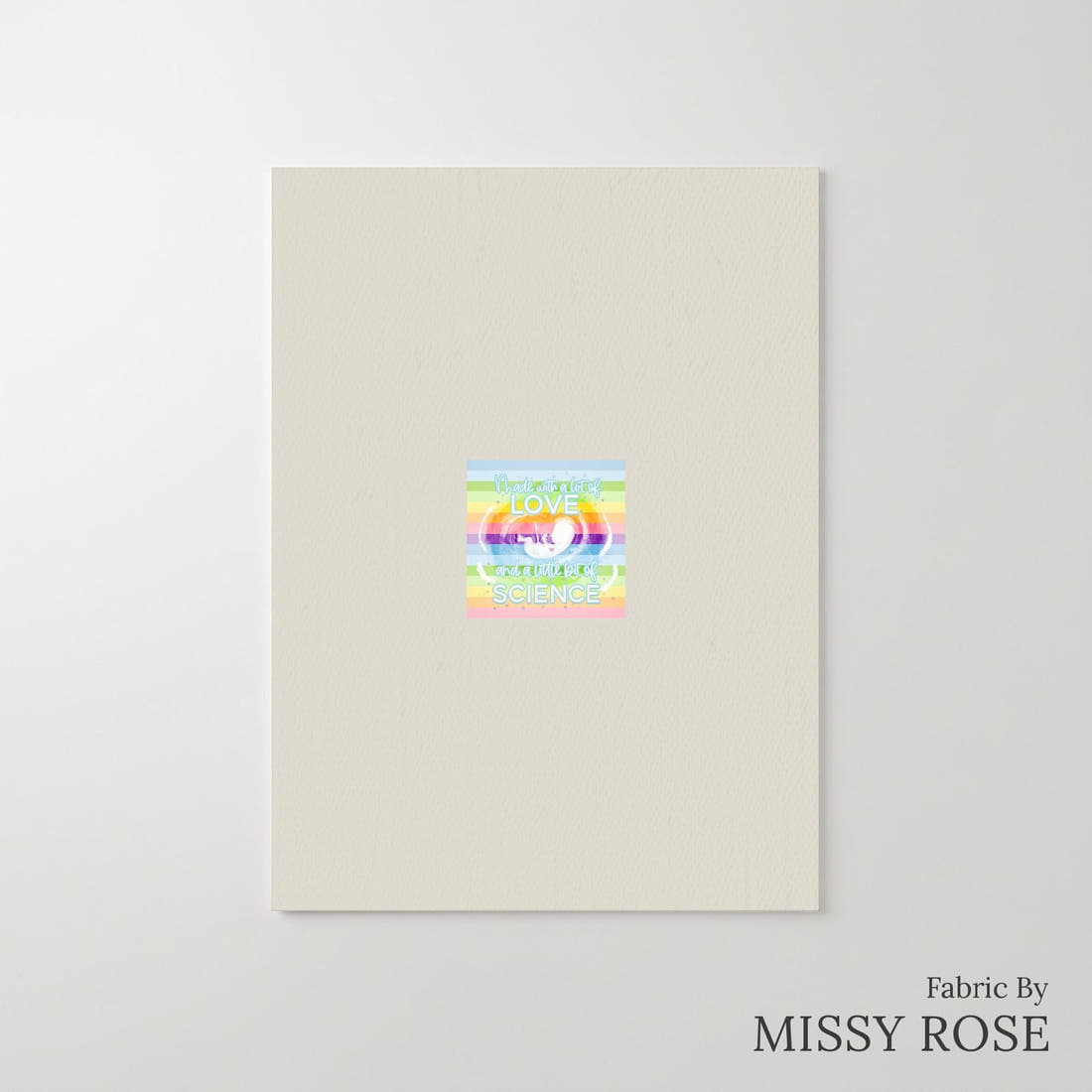 Design 909 Rainbow IVF Panel – printed fabric panel with centred picture, custom printed to order | Fabric by Missy Rose