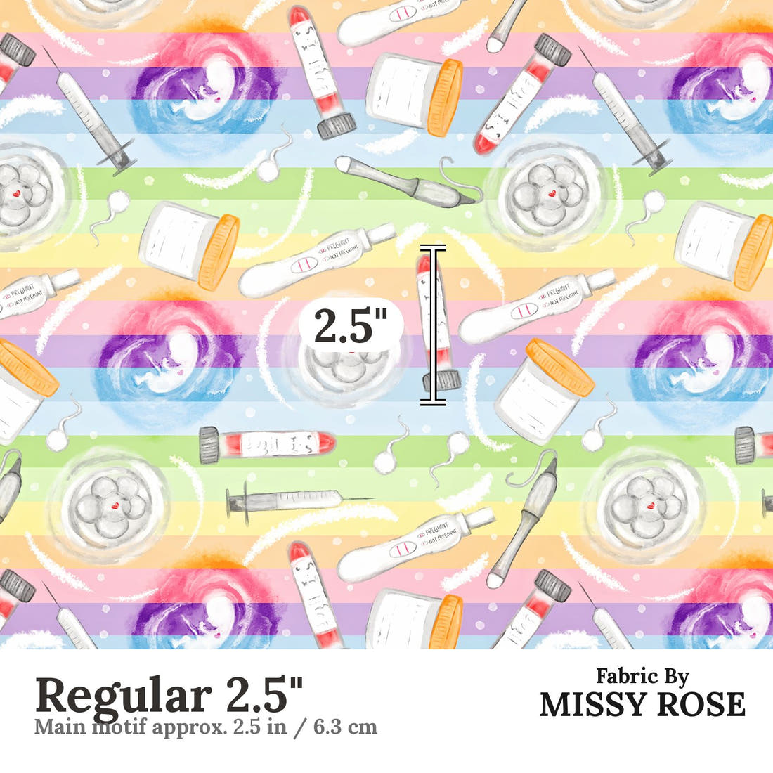 Design 909 Rainbow IVF Fabric Regular 2.5 inch print scale guide | Fabric by Missy Rose