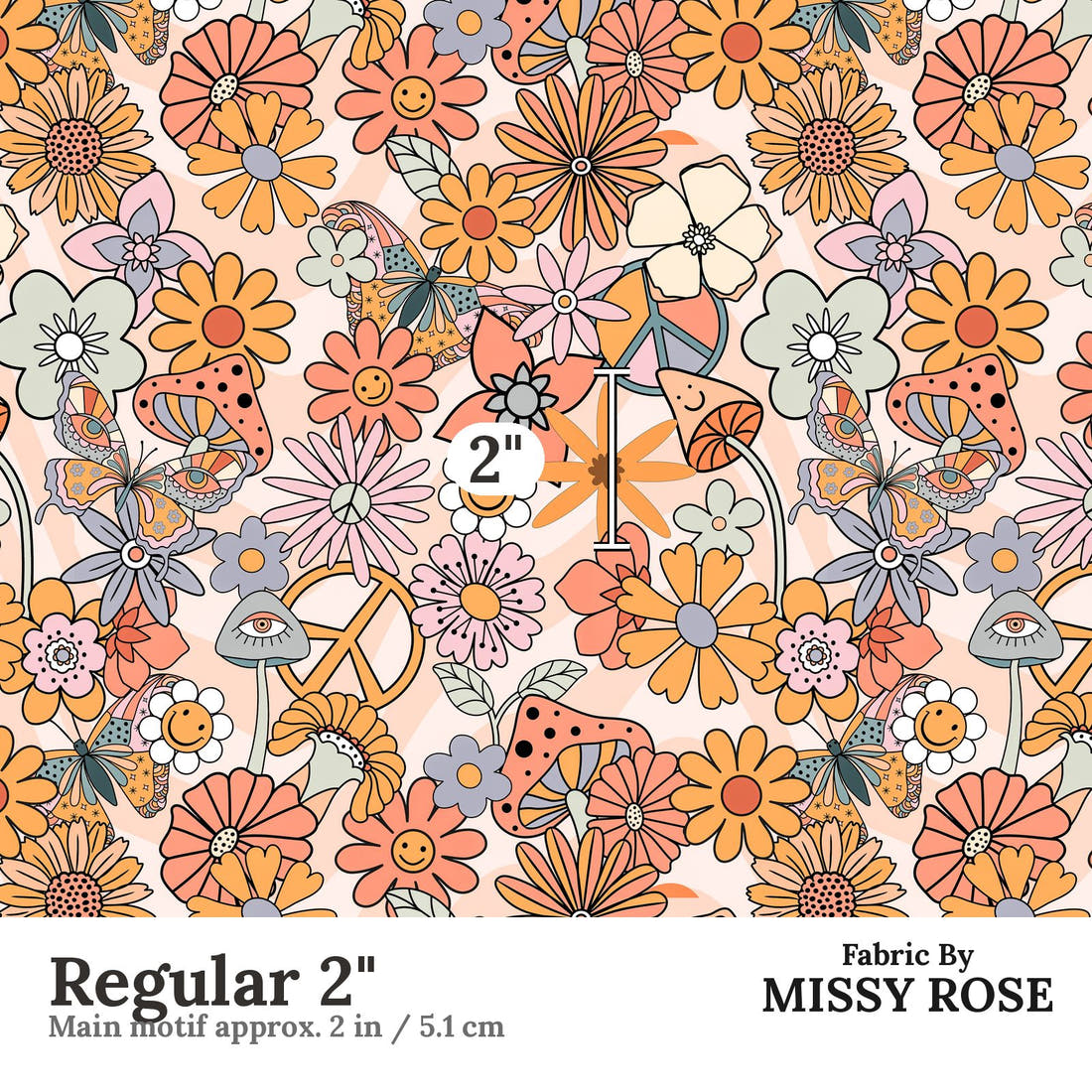 Design 91 Self Love Fabric Regular 2" - print scale | Fabric by Missy Rose