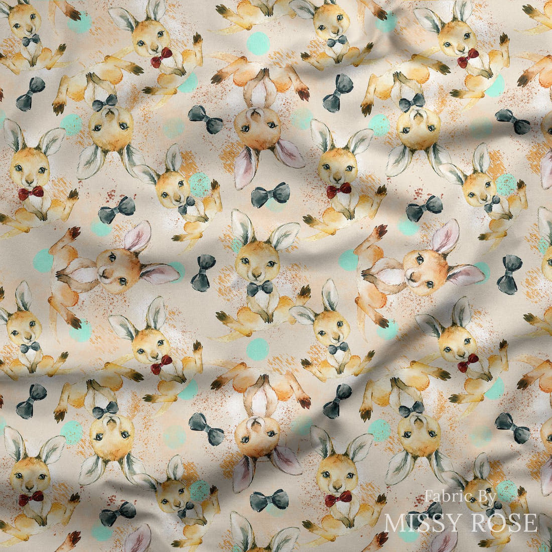 Design 910 Kangaroo Fabric draped fabric mockup – custom printed fabric by the metre | Fabric by Missy Rose