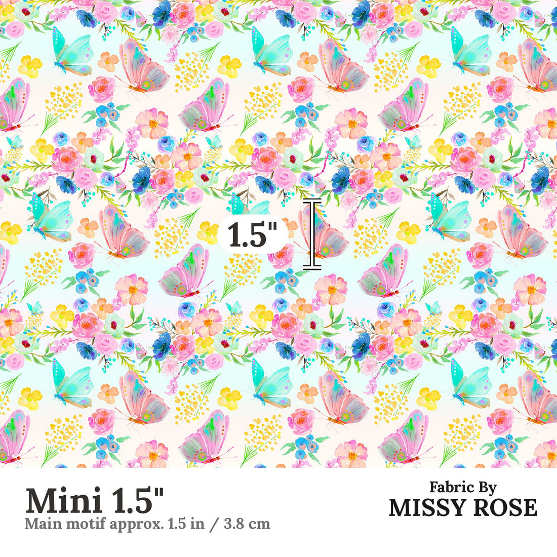 Design 914 Rainbow Garden Fabric Mini 1.5 inch print scale guide | Fabric by Missy Rose