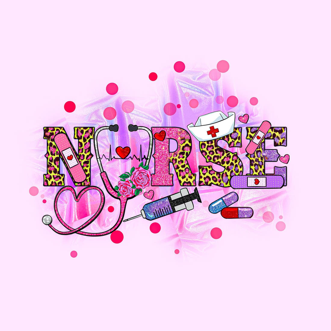 Design 92 Pink Nurse Panel – full artwork close-up of the printed picture | Fabric by Missy Rose