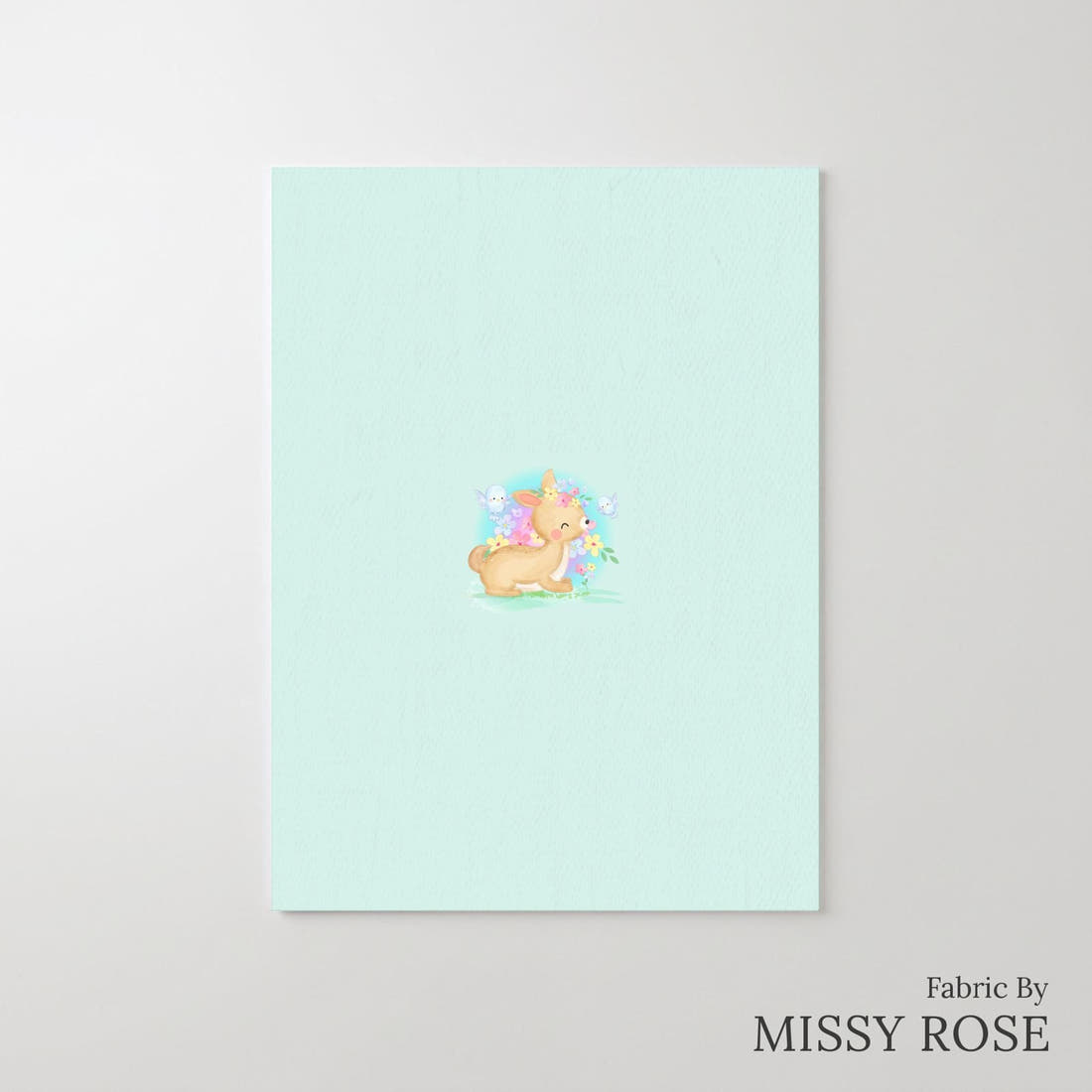 Design 922 Pastel Fawn Panel – printed fabric panel with centred picture, custom printed to order | Fabric by Missy Rose