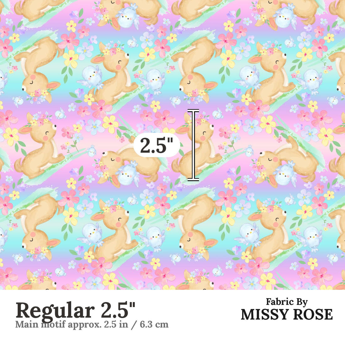Design 922 Pastel Fawn Fabric Regular 2.5 inch print scale guide | Fabric by Missy Rose