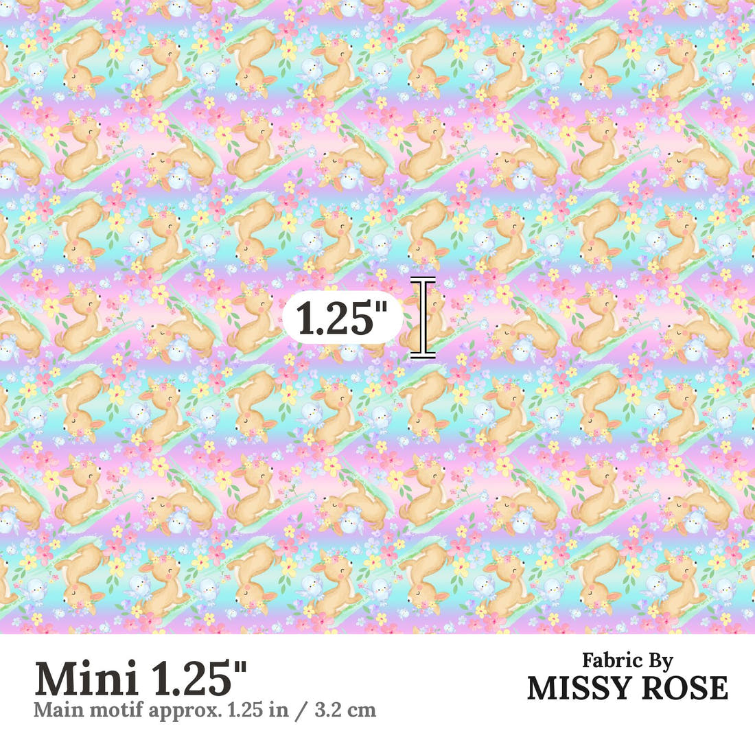 Design 922 Pastel Fawn Fabric Mini 1.25 inch print scale guide | Fabric by Missy Rose