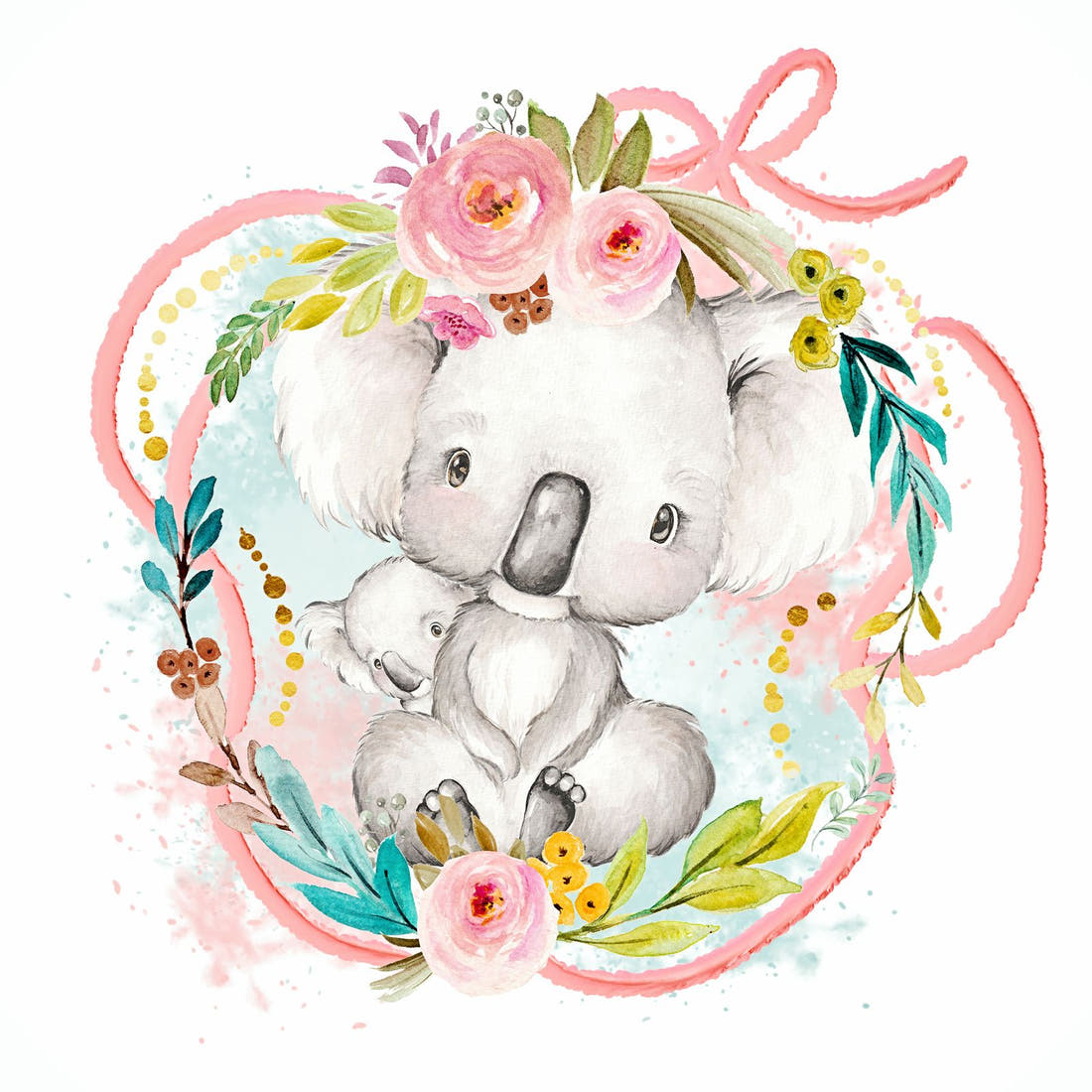 Design 923 Koala Panel – full artwork close-up of the printed picture | Fabric by Missy Rose