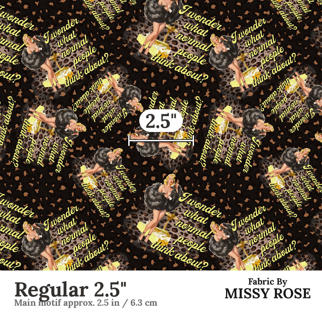 Design 926 Funny Retro Fabric Regular 2.5 inch print scale guide | Fabric by Missy Rose
