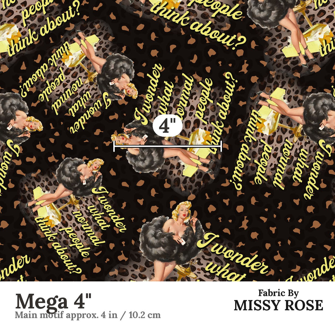 Design 926 Funny Retro Fabric Mega 4 inch print scale guide | Fabric by Missy Rose