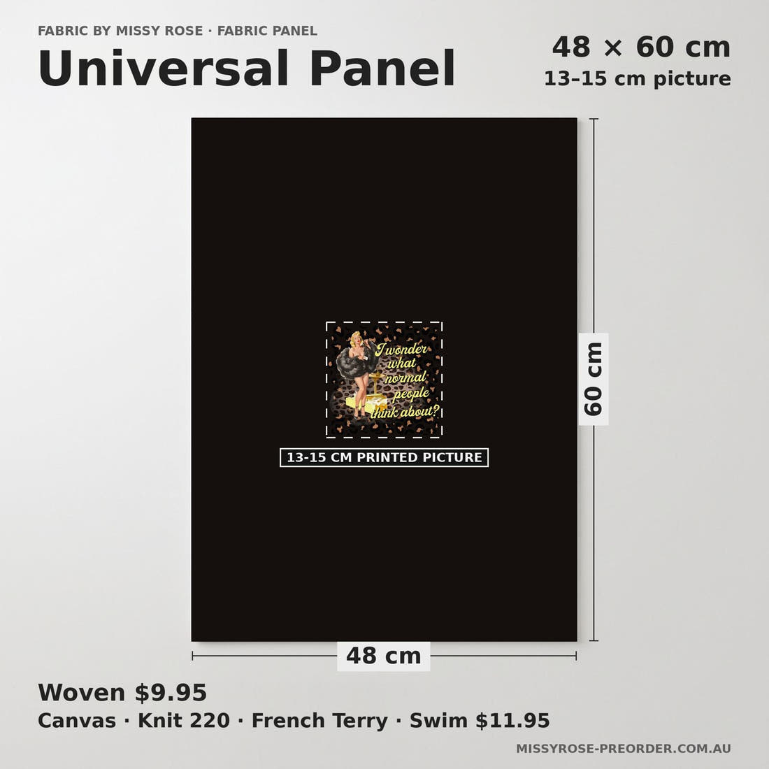 Design 926 Funny Retro Panel universal panel sizing – 13–15 cm printed picture on 48 × 60 cm fabric | Fabric by Missy Rose