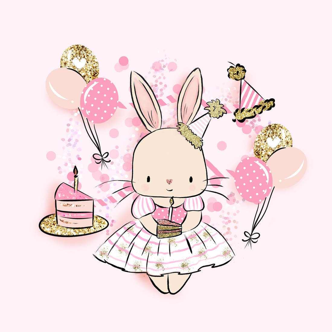 Design 927 Ballerina Bunny Panel – full artwork close-up of the printed picture | Fabric by Missy Rose