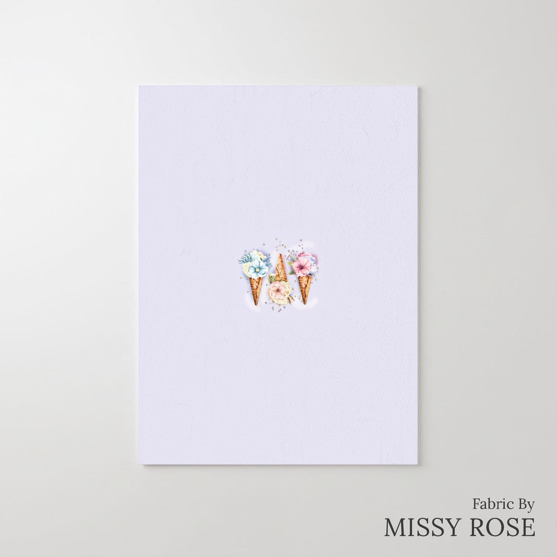 Design 928 Floral Ice Cream Panel – printed fabric panel with centred picture, custom printed to order | Fabric by Missy Rose