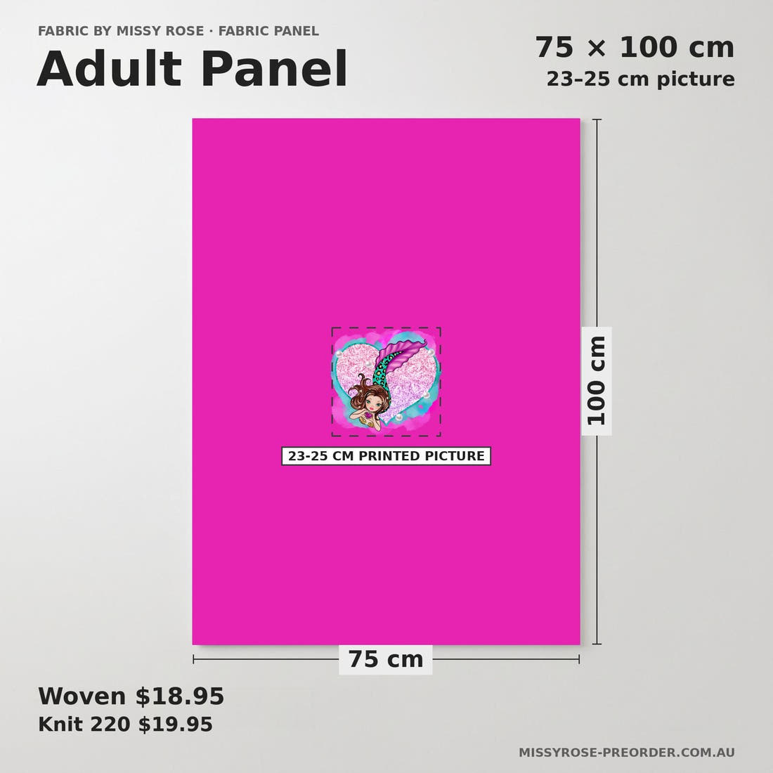 Design 931 Mermaid Panel adult panel sizing – 23–25 cm printed picture on 75 × 100 cm fabric | Fabric by Missy Rose