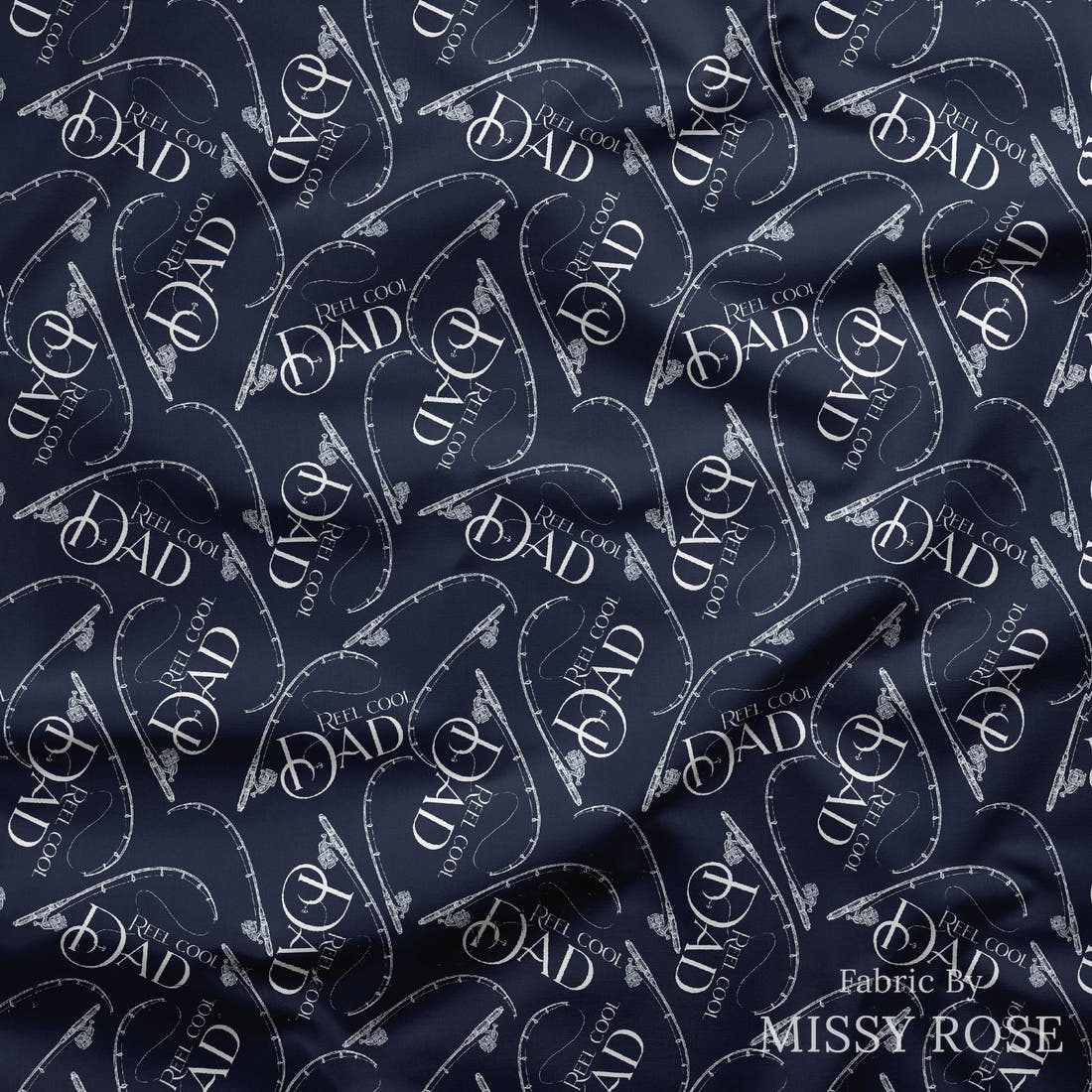 Design 933 Cool Dad Fabric draped fabric mockup – custom printed fabric by the metre | Fabric by Missy Rose