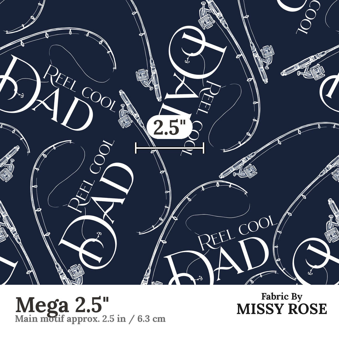 Design 933 Cool Dad Fabric Mega 2.5 inch print scale guide | Fabric by Missy Rose