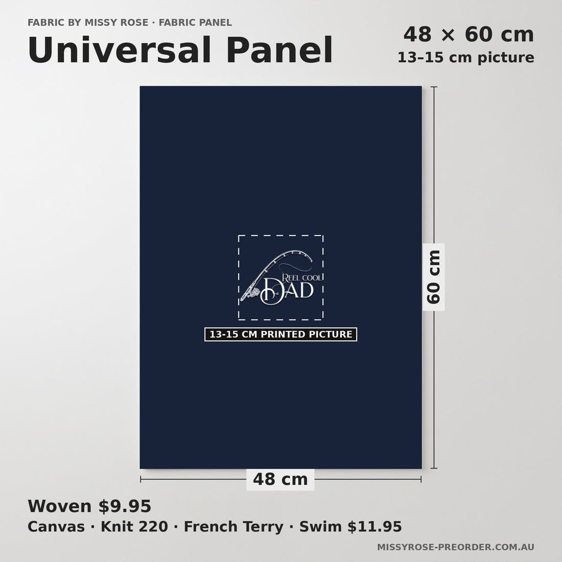 Design 933 Cool Dad Panel universal panel sizing – 13–15 cm printed picture on 48 × 60 cm fabric | Fabric by Missy Rose