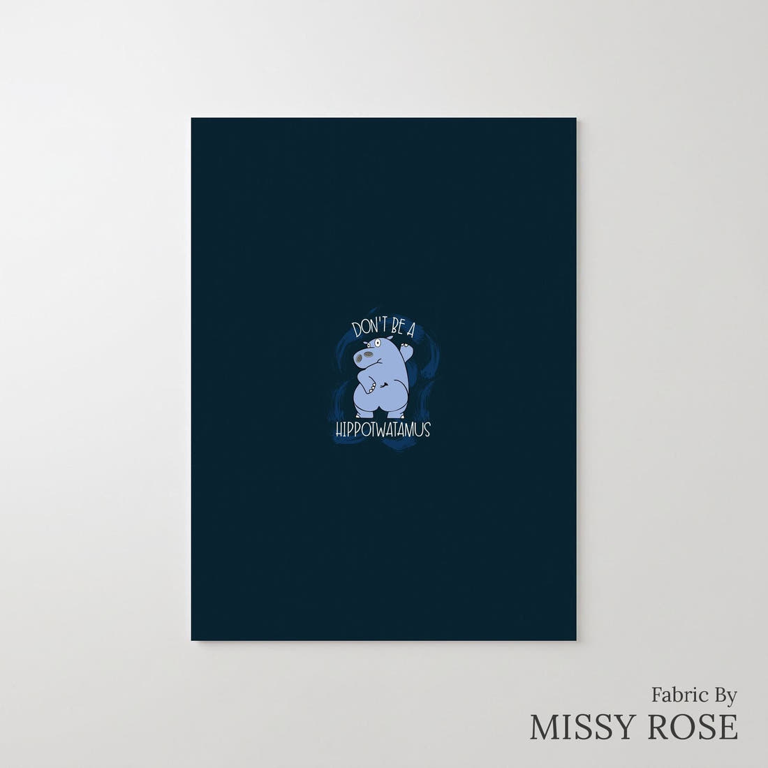 Design 934 Hippo Panel – printed fabric panel with centred picture, custom printed to order | Fabric by Missy Rose