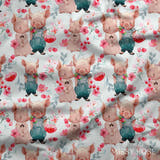 Design 935 - Floral Pigs Fabric